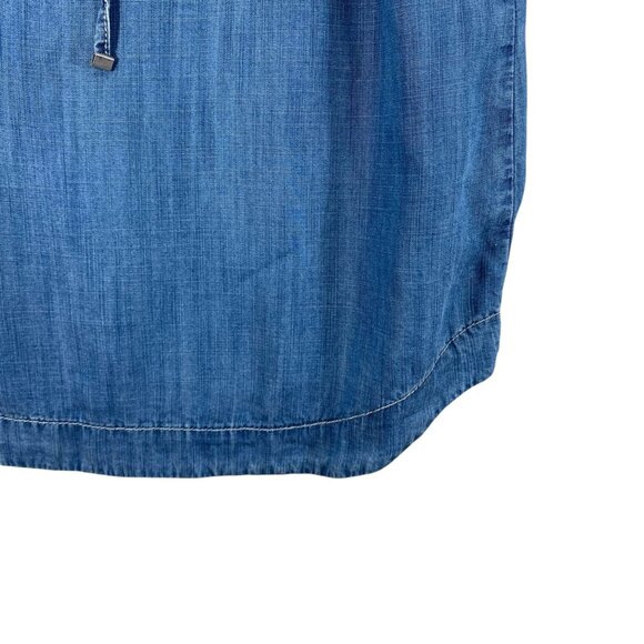 sleeveless Denim Dress - Medium Blue tie waist rounded hem sz small MAVI - Picture 6 of 16